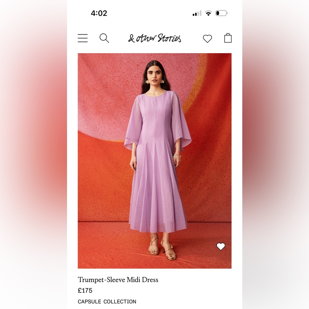 & other stories trumpet sleeve midi dress. Lilac